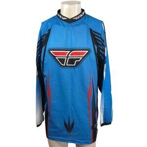 FLY - MEN'S MEDIUM -BLUE LONG SLEEVE V NECK RACING LITE JERSEY
